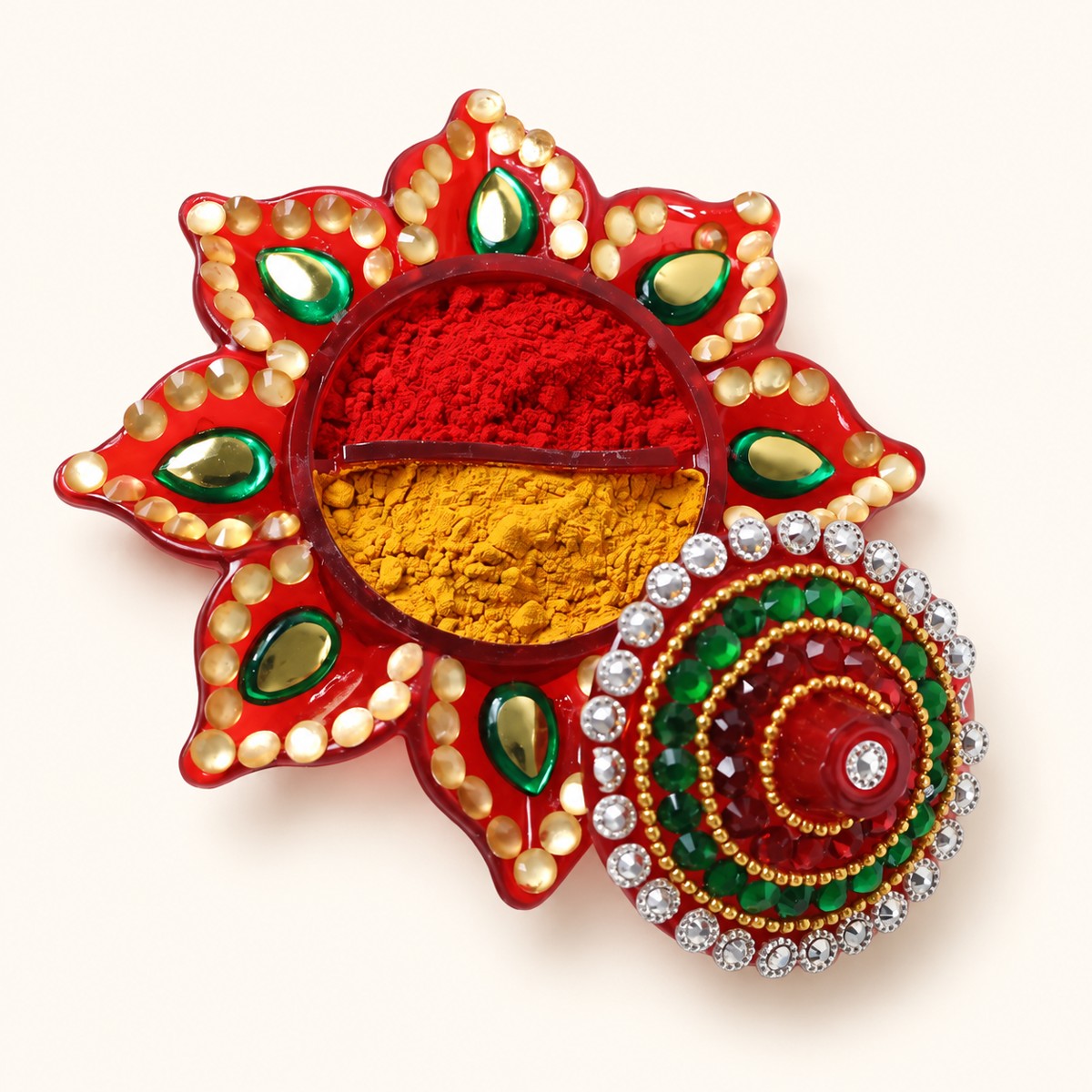 Floral Kumkum Dani with Decorative Lid