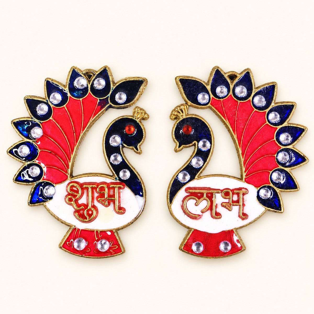 Peacock Shubh Labh Wall Hangings — Set of 2